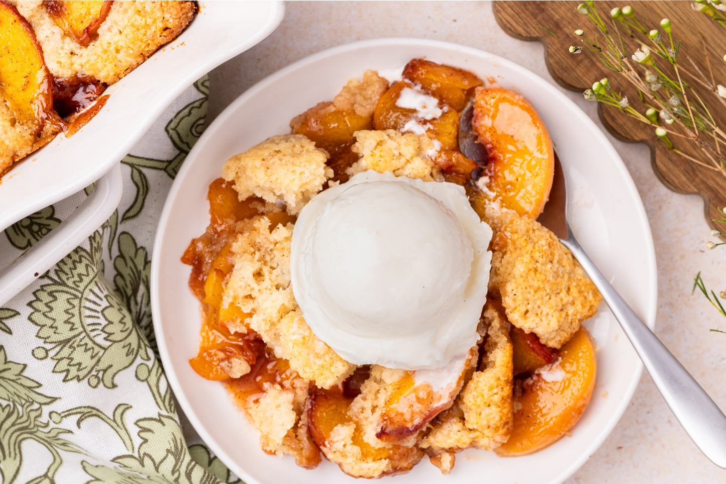 Peach Cobbler with Cardomom