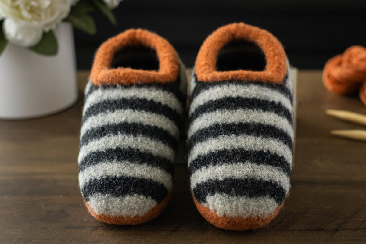 Knitted Felted Sailor Slippers