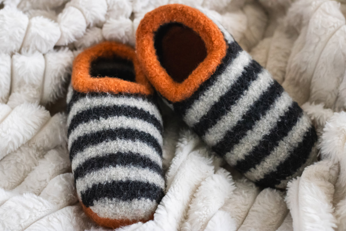 Knitted Felted Sailor Slippers