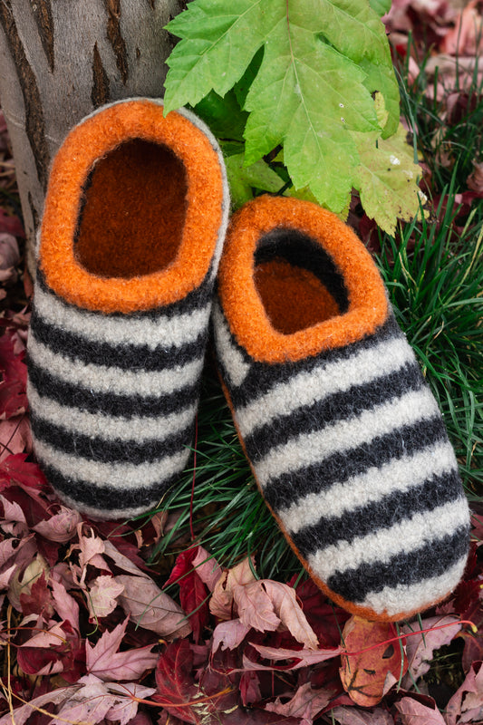 Knitted Felted Sailor Slippers
