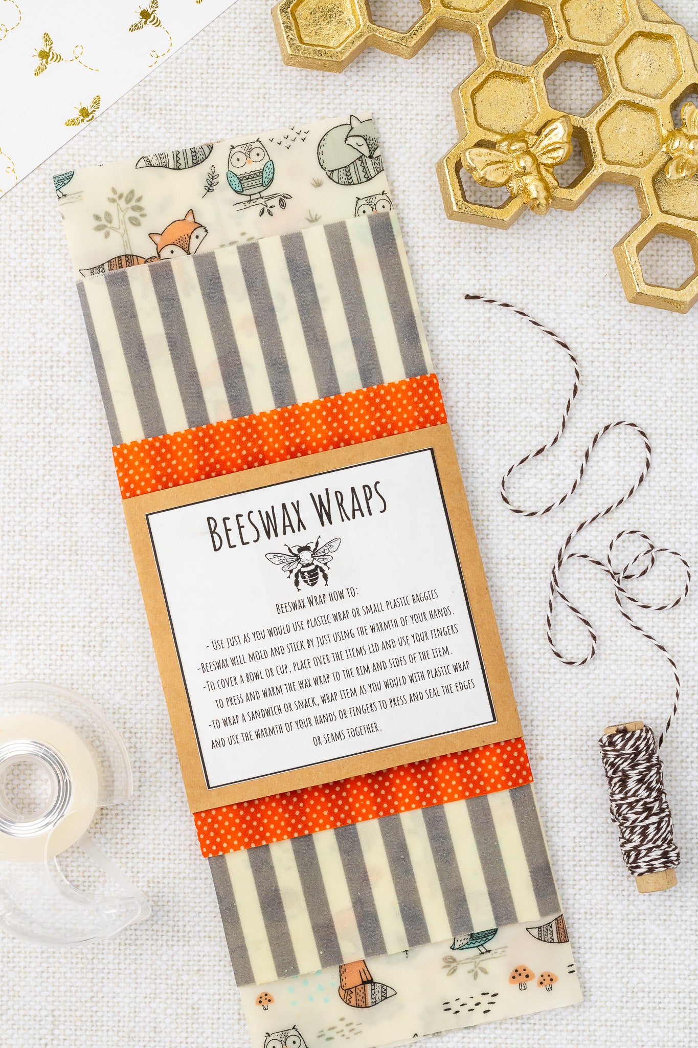 Beeswax Wraps (Orange and Gray)