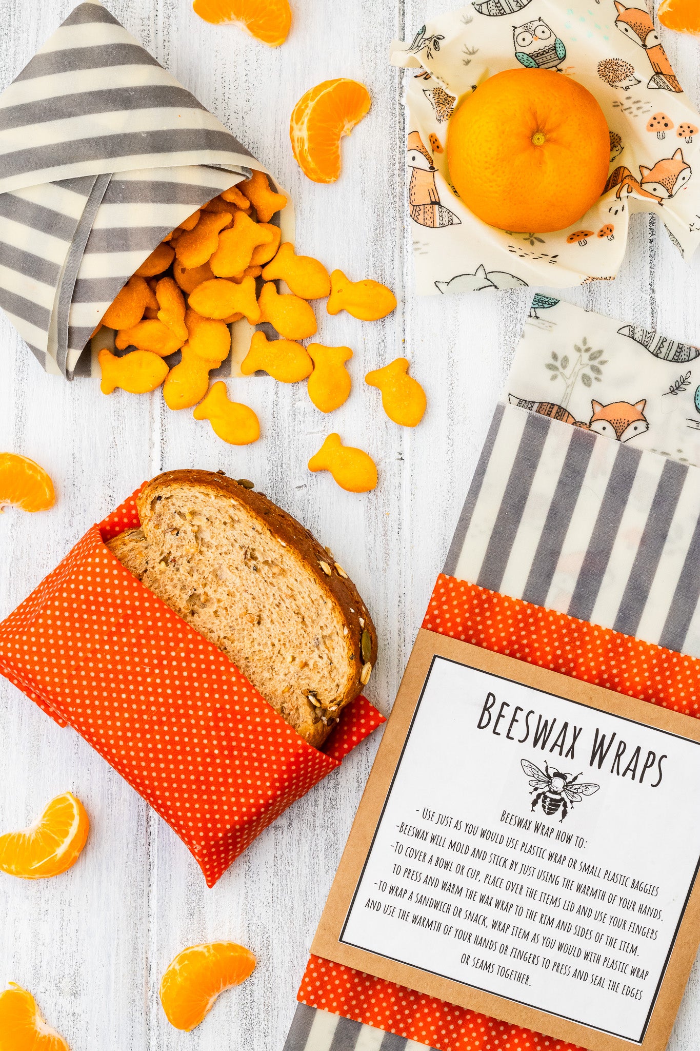Beeswax Wraps (Orange and Gray)